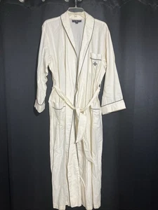 Bata Polo Ralph Lauren Unisex M Marfil Cinturón Algodón Ligera Baño Ropa de Salón - Imagen 1 de 12