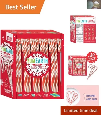 Bastones de caramelo orgánicos totalmente naturales - delicias de menta aptas para alergias, 10 unidades Foto 1 de 4