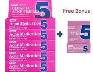 5 X Rugby Acne Gel Benzoyl Peroxide 5% - 1.5oz /42.5g (Total 210g + Free bonus) - Picture 1 of 4