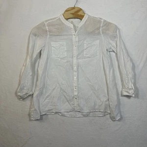 Eileen Fisher weißes Button-Down-Hemd aus Bio-Leinen Damengröße Small - Bild 1 von 13