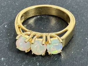 Afrik.  Äthiopischer Opal 3 Stück je 5 mm  925 Silber Ring  verg Gr 17 (54) AR5 - Bild 1 von 8