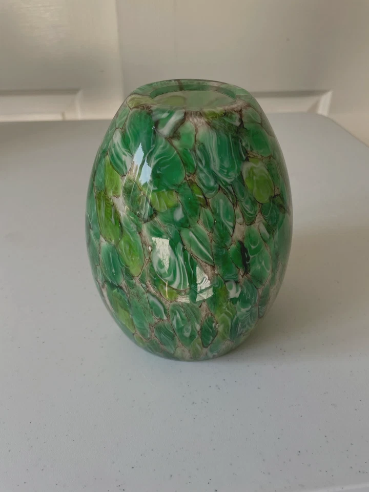 3 Art Glass Lamp Shades for Pendant Light Green Watercolor Style Beauties! - Image 1 of 4