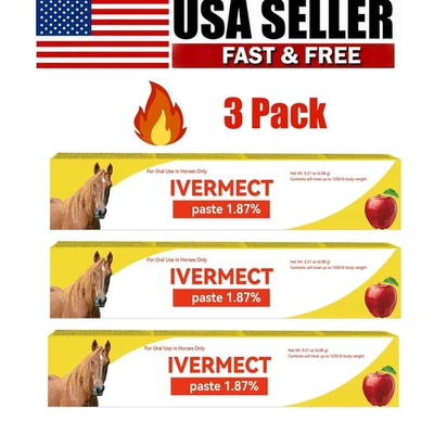 DURVET 3 Pack Paste Horse Dewormer Apple Flavor Exp Apr 2027