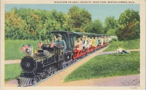 Vintage MI Postcard Miniature Railway Train House of David Benton Harbor 1948 - Picture 1 of 3