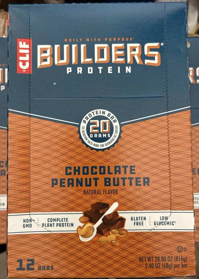 CLIF 20g Builders Protein Bars - Chocolate Peanut Butter, Pack of 6