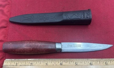 Vintage Erik Frost Mora Knife Made in Sweden Wood Handle Laminated Steel - Image 1 of 4