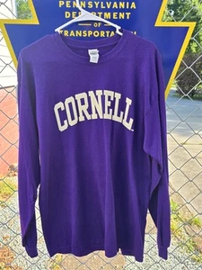 Camisa de hombre Cornell University grande manga larga púrpura cosida letras bordadas - Imagen 1 de 15