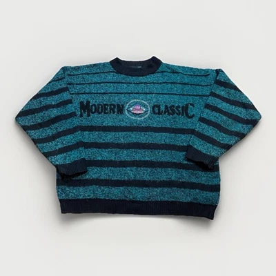 Suéter Vintage IOU Rayas Años 80 90 Legendario Medio Cuadrado Vaporwave Foto 1 de 4