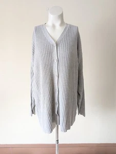 Vintage Grunge Knit Cardigan M Gray Button Front Soft 90s Long Oversized Cottage - Picture 1 of 12