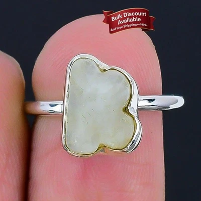 Rainbow Rainbow Moonstone Gemstone Boho Cluster Ring Jewelry Size 6.5 925 Silver - Image 1 of 4