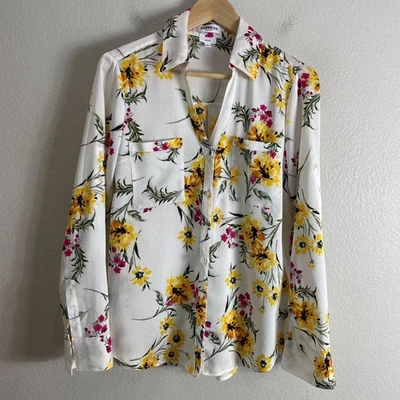 Camisa Express Portofino Mujer Mediana Floral Blusa Abotonada Manga con Pestaña Enrollada Foto 1 de 4