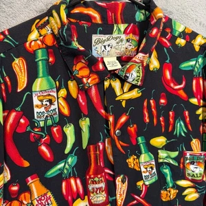 Big Dogs 2X Novelty Button Down Shirt Chili Peppers Salsa Hot Sauce Rayon - Picture 1 of 7