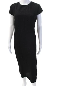 Dries Van Noten Women Sheath Dress Black Short Sleeve Round Neck Size 40 - Picture 1 of 5