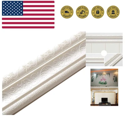 90"x 3" Autoadhesivo Flexible Espuma Moldura Borde, 3D Adhesivo Decorativo Pared L... Foto 1 de 4
