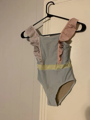 Traje de baño Shade Critters Seersucker Colorblock 1 pieza niñas talla 6 rosa/azul Foto 1 de 4