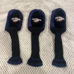 Set 3 copricapo mazze da golf vintage Michelob Light con logo ricamato in pelliccia nera - Foto 1 di 8