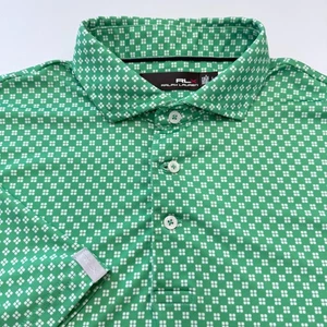 Polo RLX Ralph Lauren Airflow Performance Para Hombre Grande Verde Blanco Estampado Geométrico - Imagen 1 de 6
