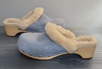 De colección - Zuecos de gamuza azul claro UGG Kalie forrados Sherpa - Usados - EE. UU. 10 UE 41 Foto 1 de 4
