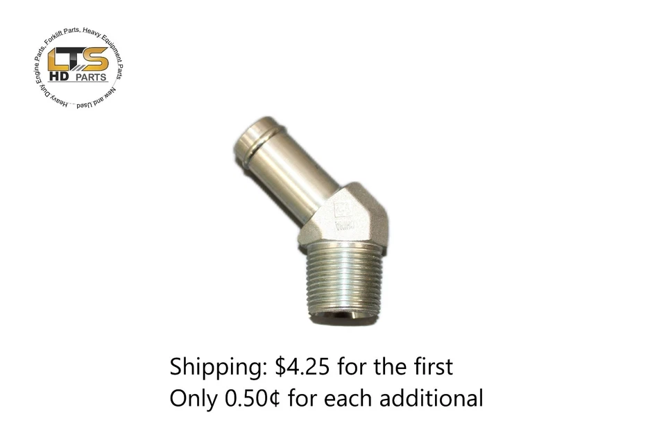 1/4" Beaded Hose Barb x 1/4" Male Pipe NPT 45° Steel Adapter 4503-04-04 - Image 1 of 4