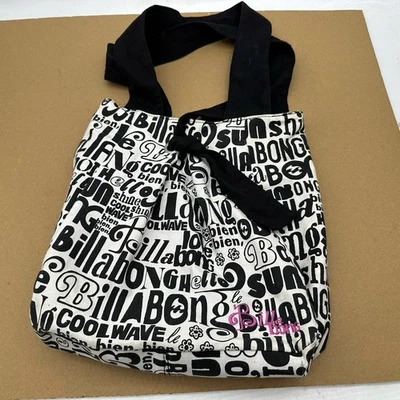 Bolso de Hombro Billabong Vintage Negro Blanco Rosa Logo Bordado Buen Estado Foto 1 de 4