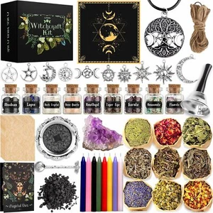 Witchcraft Supplies Kit for Spells, 56 PCS Witch Box Include Dried Herb Cryst... - Picture 1 of 2
