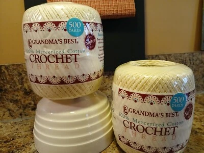 Cuna mercerizada resistente al color 2 Caron Grandma's Best Crochet Thread 500 yardas/a. CREMA Foto 1 de 4