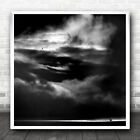 Black And White Landscape Seashore Sailing Boat Square Wall Art Print