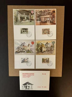 Liechtenstein FDC Maximum Card (MK26) 1981 Gutenberg Castle #718-21 +Envelope - Image 1 of 2