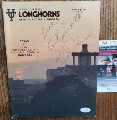 RARE AUTOGRAPHED 1977 Texas vs TCU Program Earl Campbell Football JSA Heisman - Image 1 of 4