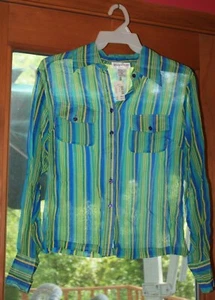 VINTAGE LADIES SHARAGANO PARIS SILK BLOUSE MULTICOLOR  SIZE -MEDIUM - Picture 1 of 5