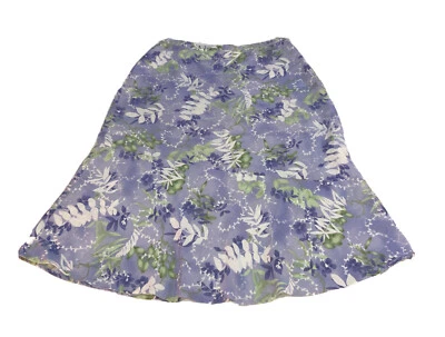 JM Collection 100% Linen Skirt Floral Blue Periwinkle Women’s Sz 12 ￼ - Image 1 of 4