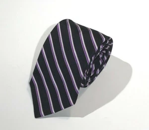 Breuer Purple Black Striped Silk Mens Tie - Picture 1 of 6