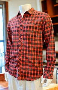 Billabong Mens M Red Black Plaid Long Sleeve Flannel Button Up Shirt - Picture 1 of 7