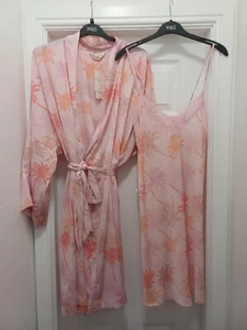 M&S Dream Satin Printed Chemise Nightdress Size 12 & Dressing Gown Size M - Picture 1 of 14