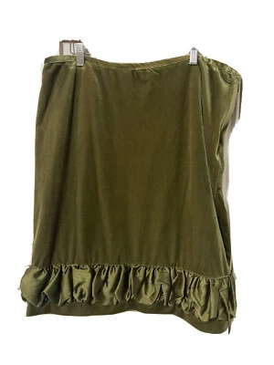 Falda de terciopelo verde 14W Plus nueva con etiquetas aguacate shabby chic con volantes Grace Elements Foto 1 de 4