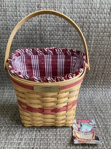 Vtg 1998 Longaberger Christmas Collection 'Glad Tidings' Basket w/ Swing Handle Cover