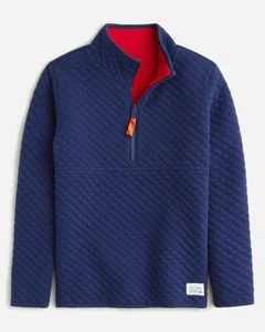 J.Crew Crewcuts Kids quilted jersey reversible half-zip sweatshirt New Size M - Picture 1 of 7