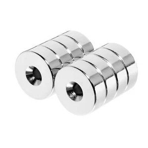 7/8 x 1/4 Inch Neodymium Rare Earth Double Countersunk Ring Magnets N42 (8 Pack) - Picture 1 of 3