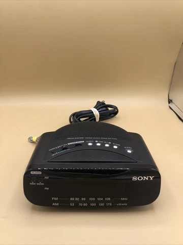 Sony Dream Machine Digital Clock Radio Model ICF-C212 Black AM FM Alarm Buzzer Cover