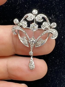 Belle Époque Platin Diamant Brosche - Bild 1 von 10