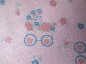 Nursery Rhymes Baby Buggy Carriage Pink Craft Fabric Hoffman 62" x 43" F1150 - Picture 1 of 5