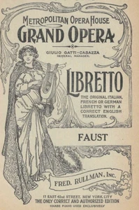 Metropolitan Grand Opera Company Libretto FAUST Programm 30 Cent RULLMAN G - Bild 1 von 2