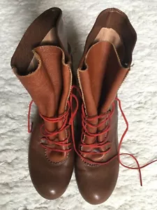PENELOPE CHILVERS Brown Wedge Lace-Up Ankle Boots w/ Red Laces Sz 40 - Picture 1 of 9