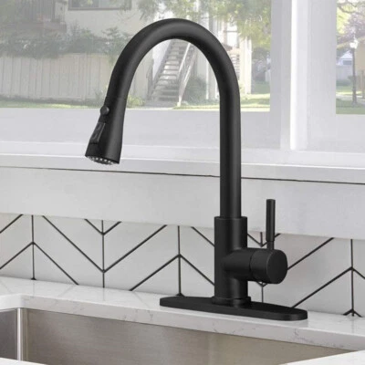 SENLESEN Commercial Kitchen Sink Faucet Stainless Steel Single Handle W/ Pull Out Sprayer