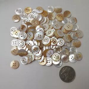 Shell Buttons Bulk Lot 100 Grams Round White Yellow Vintage 18mm (52883) - Picture 1 of 7