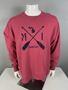 COMFORT WASH ( Hanes ) Men’s Sweatshirt Size Large ( CHARLEVOIX MI. ) NWT Red - Picture 1 of 6