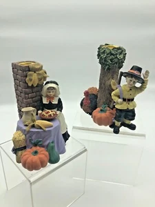 Set of 2 House of Lloyd Pilgrim Harvest Couple Candle Holders Thanksgiving 5" - Picture 1 of 6