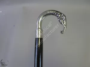 Chrome elephant brass head handle black wooden walking 3 fold stick new designer - Picture 1 of 12