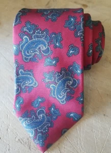 Corbata Van Heusen 417 Mezcla Seda Rojo/Azul Floral Paisley Boda Formal Negocios - Imagen 1 de 7