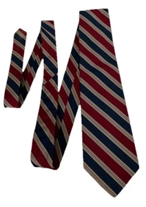 Briar Navy & Maroon Striped Silk Short Neck Tie Necktie England - Picture 1 of 7